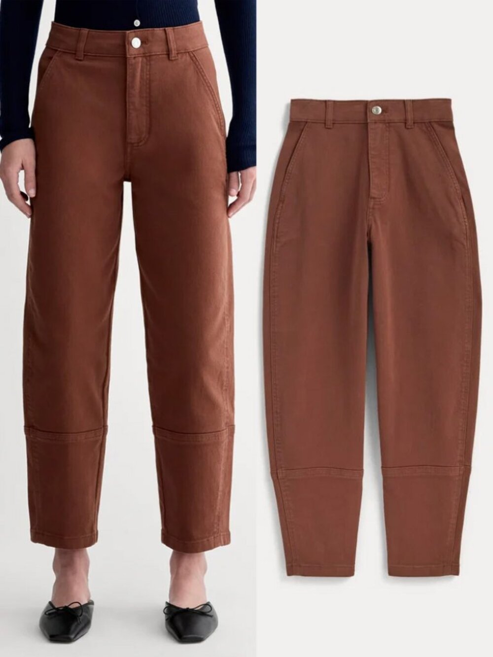 Everlane The Utility Barrel Pant Rosewood High Rise Organic Cotton 12 Brown $98